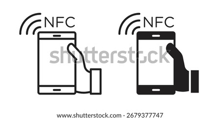 NFC communication icon flat and stroke style pack on white background. Vector illustrations