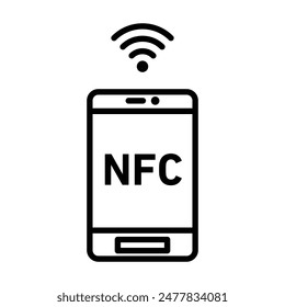 NFC Communication Icon Ideal for Technology and Contactless Payment Illustrations