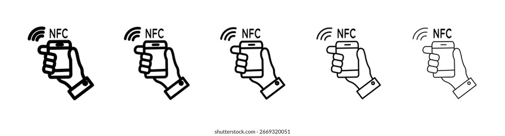 Ícone de comunicação NFC para conceito móvel e web design.