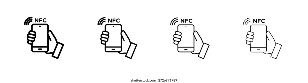 Icono de comunicación NFC en estilo de línea de trazo moderno. Vector 10 eps