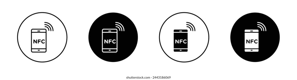 NFC communication icon set. smartphone contactless nfc payment vector symbol. nfc technology payment sign.