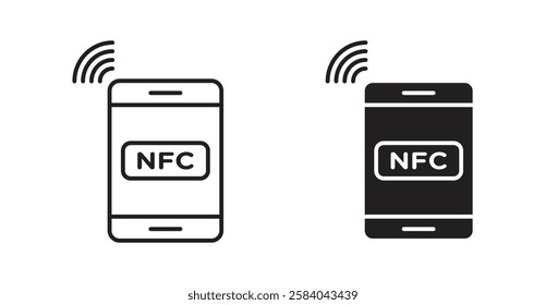 NFC communication icon set in thin line. vector illustrations for web