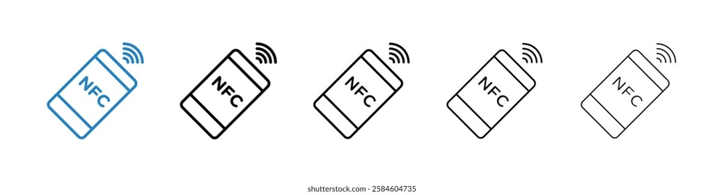 NFC communication icons in five different stroke sizes