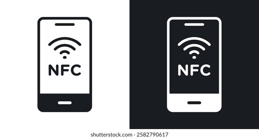 NFC communication icons set vectors black and colored style