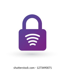 NFC communication, safe payment lock icon, vector illustration isolated on white background. clean design.