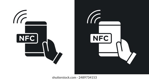 NFC communication vector icon set in solid black and white color