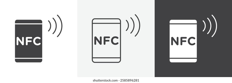 NFC communication vector icons collection graphic designs for ui designs