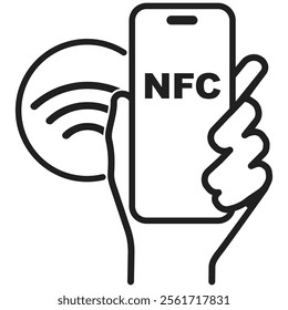 NFC concept icon isolated. Contactless payment. Phone tap pay. Contactless pay pass fast payment symbol