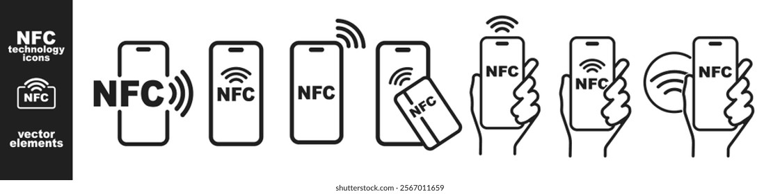 NFC concept icon isolated. Wireless payment, contactless, card, pay, nfc technology, collection.