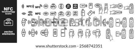 NFC concept icon isolated. Wireless payment, contactless, card, pay, nfc technology, collection.