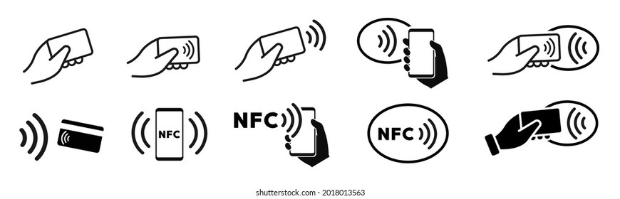 NFC concept icon set. Contactless payment