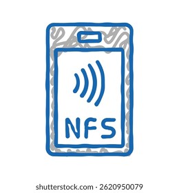 nfc contactless doodle icon sketch vector. nfc contactless sign. isolated symbol illustration