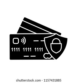 NFC credit card glyph icon. Cashless payment. Silhouette symbol. E-payment. Negative space. Vector isolated illustration