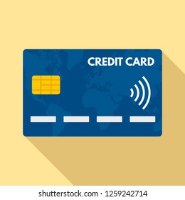 Nfc credit card icon. Flat illustration of nfc credit card vector icon for web design