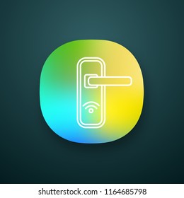 NFC door lock app icon. Near field communication padlock.  Contactless technology. UI/UX user interface. Web or mobile application. Vector isolated illustration