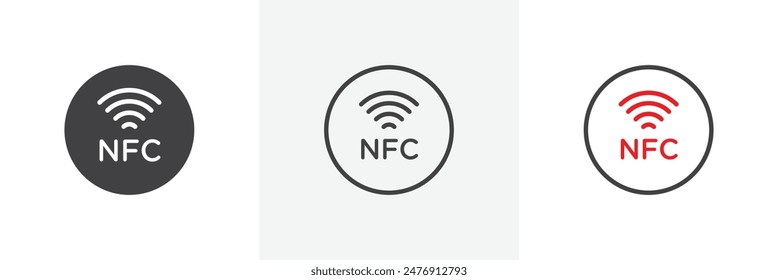 Nfc flat thin line icon collection.