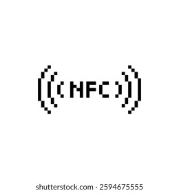 nfc icon 8 bit, pixel art wireless pay payment 8 bit icon for game  logo. 