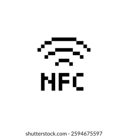 nfc icon 8 bit, pixel art wireless pay payment 8 bit icon for game  logo. 