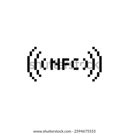 nfc icon 8 bit, pixel art wireless pay payment 8 bit icon for game  logo. 