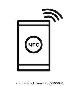 Ícone NFC: sinal de contorno de vetor preto e branco