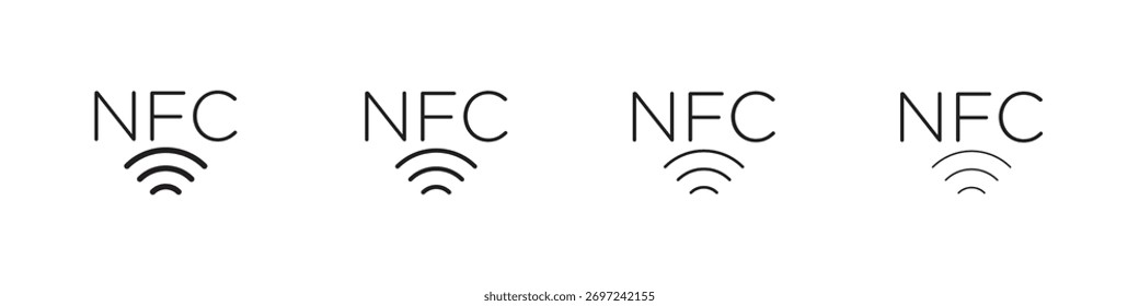 Coleção de ícones NFC. Sinal de vetor de linha, símbolo para web e celular