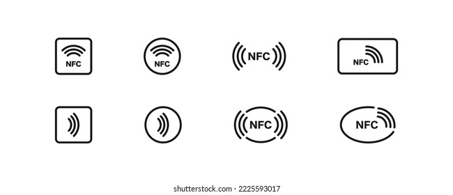 NFC icon. Contactless pay symbol. Payment wireless icons. Card and phone NFC pay. Vector isolated sign. svg