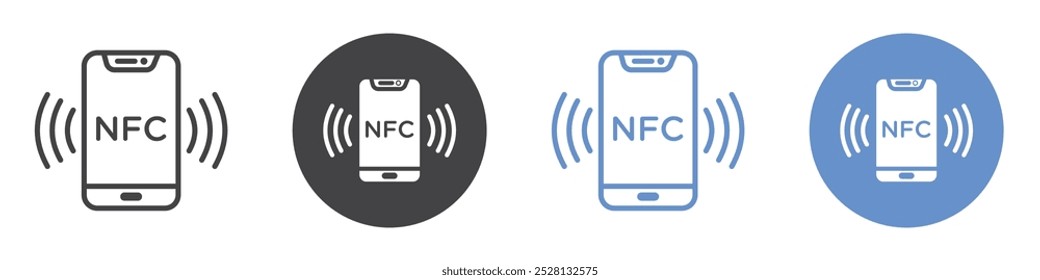 NFC icon Flat art in black and white isolated