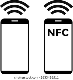 NFC icon. Mobile phone payment. wireless data transfer nfc technology sign. Nfc wireless mobile banking isolated signs. Contactless payment. Cashless card payment
