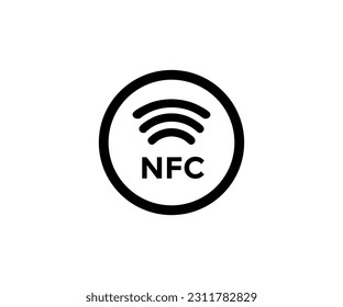 NFC-Symbol. NFC-Symbol in der Nähe der Feldkommunikation. In der Nähe von Feldkommunikationszeichen, kontaktloser Bezahlung passieren schnelle Zahlungssymbol, Vektordesign und Illustration.

