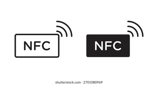 Símbolo de conceito de contorno de ícone NFC com traço editável em branco