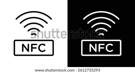 NFC icon set. Black illustration isolated for graphic and web design
