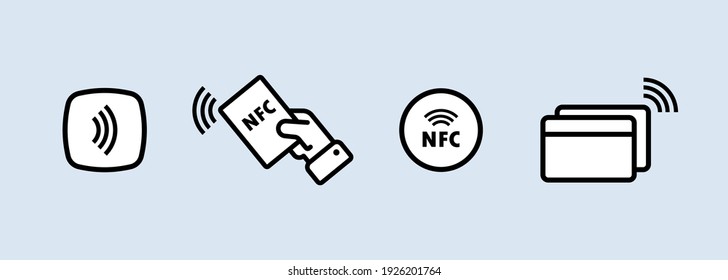 NFC icon set. Contactless payment icon. Wireless pay. Credit card. Vector EPS 10. Isolated on white background