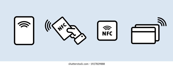 NFC icon set. Contactless payment icon. Wireless pay. Credit card. Vector EPS 10. Isolated on white background