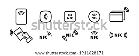 NFC icon set. Contactless payment icon. Wireless pay. Credit card. Vector EPS 10. Isolated on white background