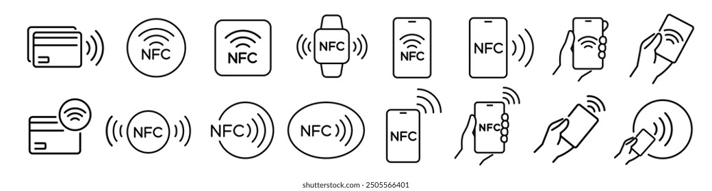 Conjunto de iconos Nfc. Pago Nfc.	