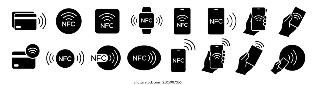 Conjunto de iconos Nfc. Pago Nfc.