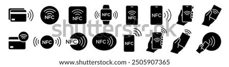 Nfc icon set. Nfc payment.