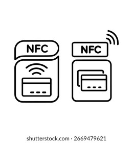 Conjunto de ícone NFC Pagamento NFC com ilustração de vetor de telefone celular