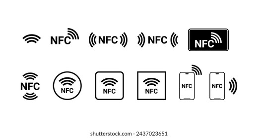 NFC icon set vector illustration. Near field communication sign collection. svg