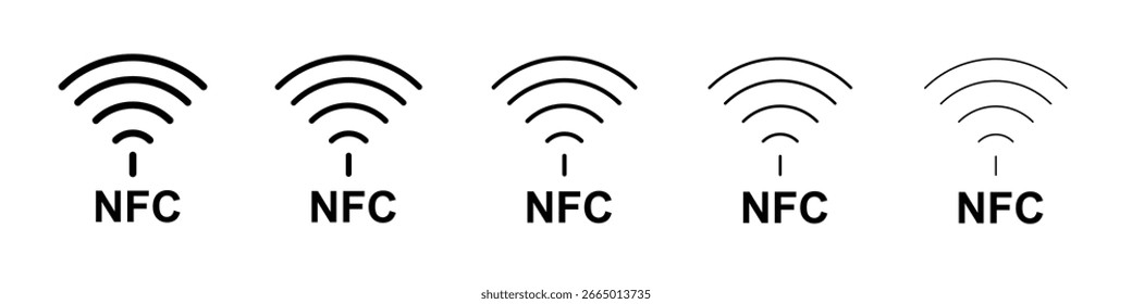 Concepto de símbolo de icono de NFC para Diseño web. icono de Vector de línea simple.