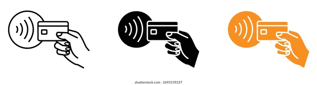 Vector de icono NFC. Símbolo de transacciones con tarjeta sin contacto. Ilustración vectorial.