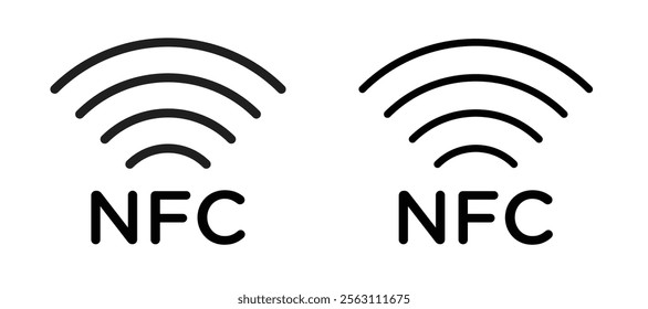 Nfc icons in black line and filled versions