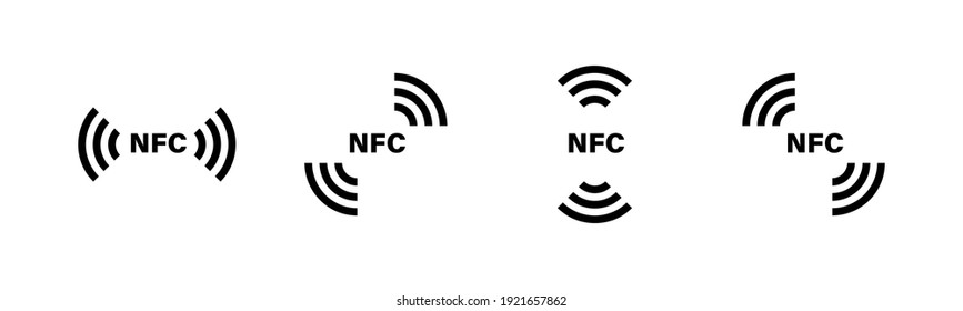 NFC icons collction. Contactless payment sign, symbol. NFC wireless payment icons set. Card with nfc icons. Business card. Vector graphic. EPS 10 svg