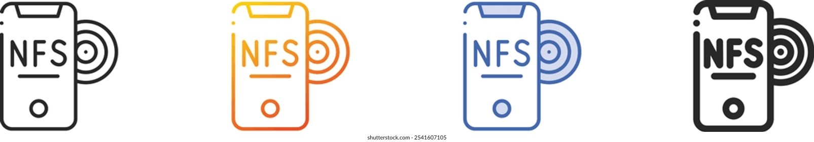 nfc icon.Thin Linear, gradiente, traçado azul e negrito Design de estilo isolado no fundo branco