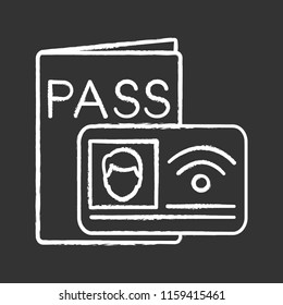 NFC identification system chalk icon. Near field communication. NFC ID card. Contactless technology. RFID tag. Isolated vector chalkboard illustrations