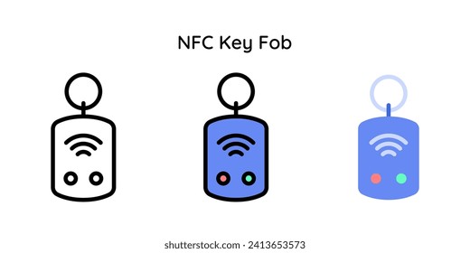 NFC Key Fob Icon. Contactless. Smart Handle Key. RFID Tag Key