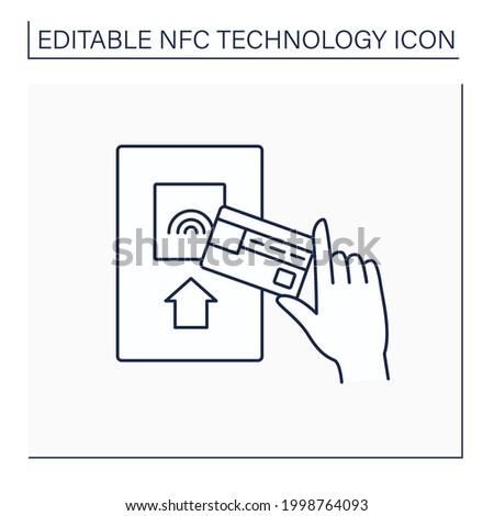 NFC line icon. Credit card for payment. Near Field Communication. Contactless payment concept. Isolated vector illustration. Editable stroke