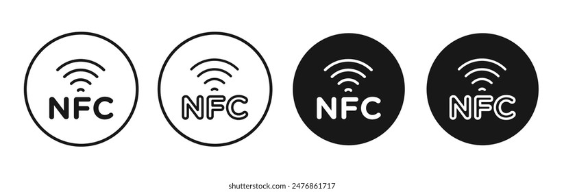 Nfc line vector icon set.