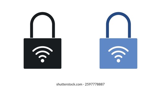 Nfc lock colored icon set. Stock Vector