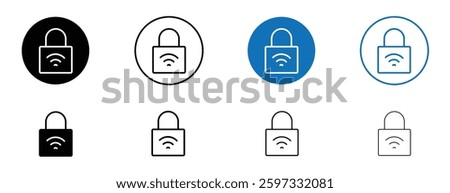 Nfc lock icon set in black and blue colors on white background